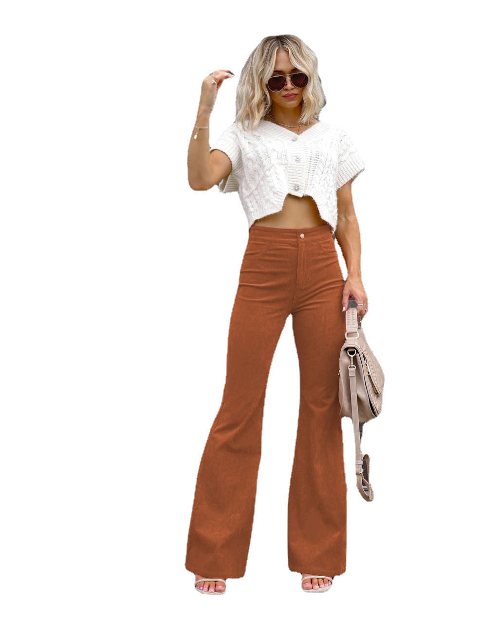 High-Waisted Corduroy Flared Pants