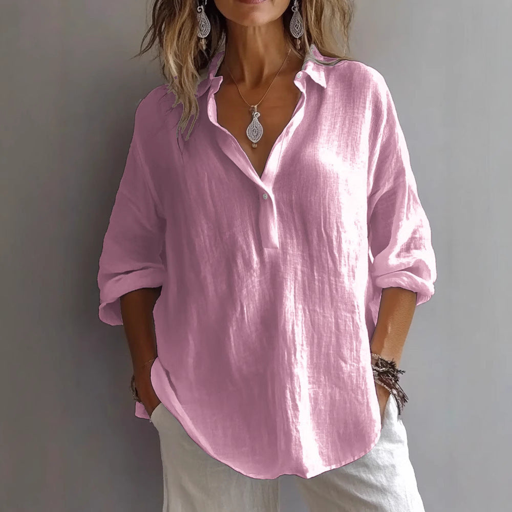 Linen V-Neck Blouse