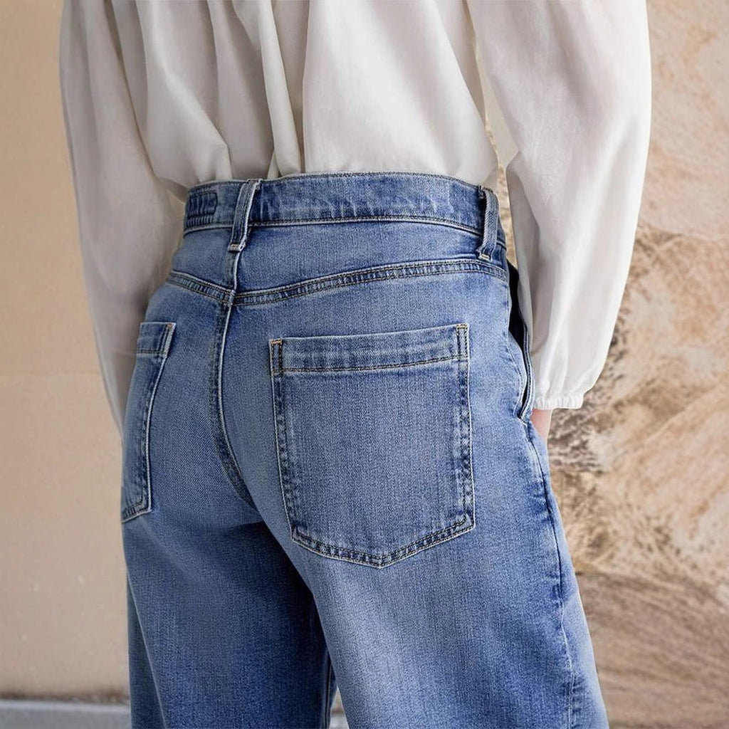 High Waist Wide Leg Denim Jeans