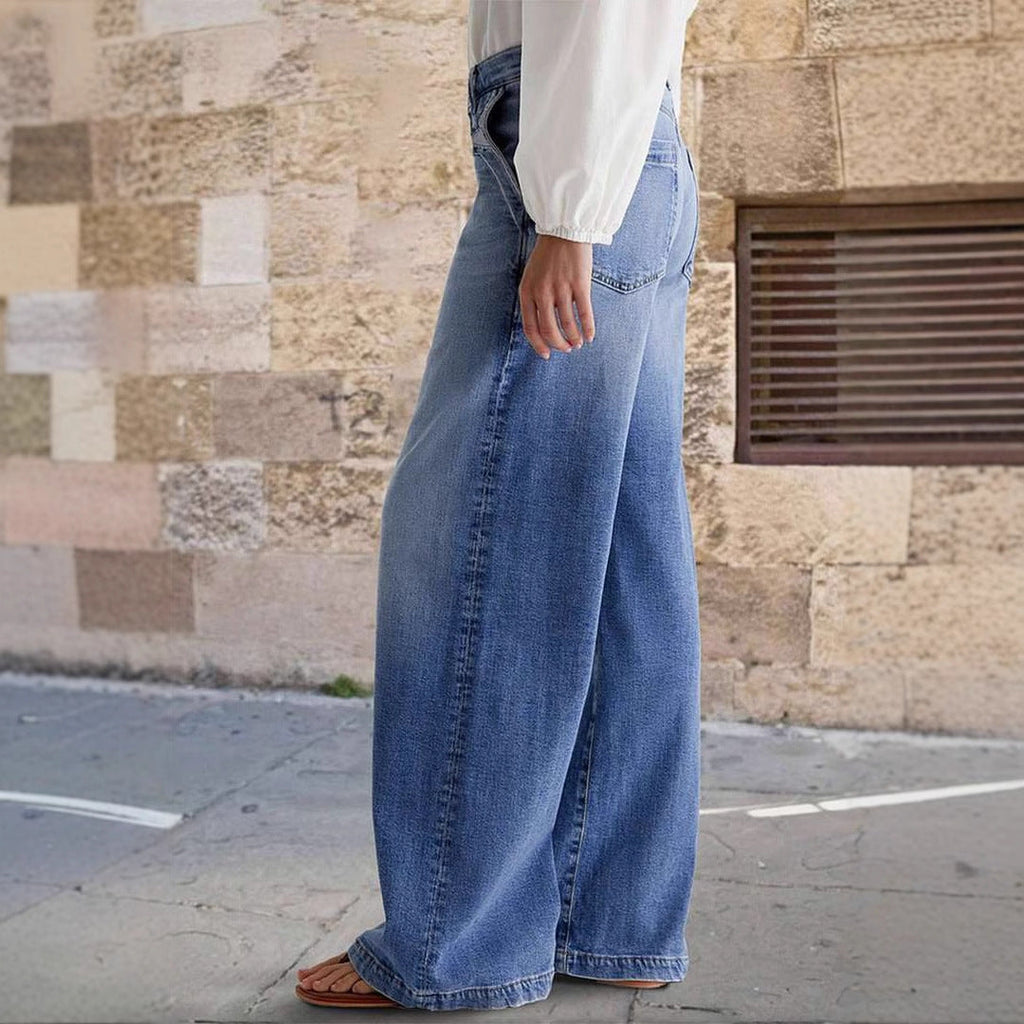 High Waist Wide Leg Denim Jeans