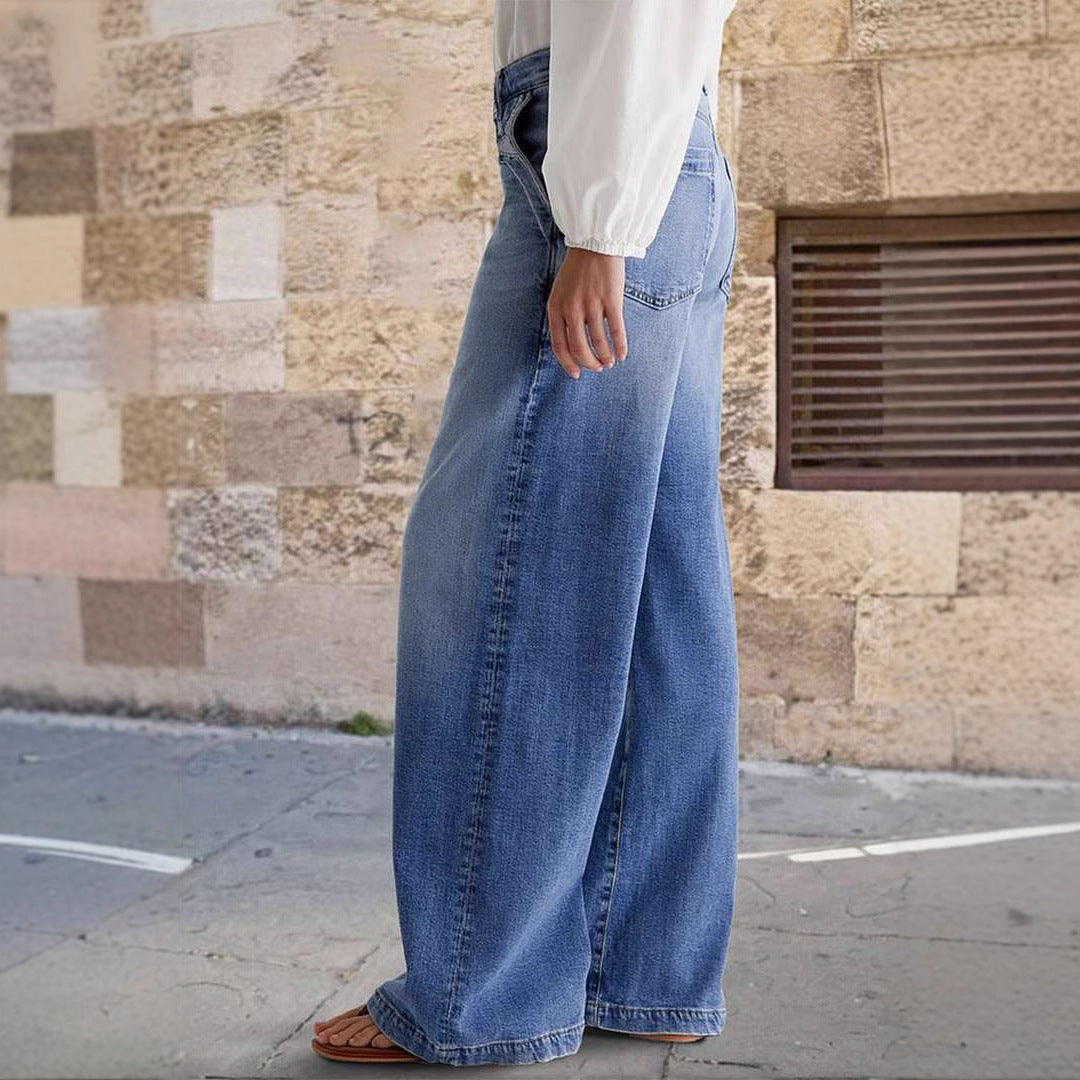 High Waist Wide Leg Denim Jeans