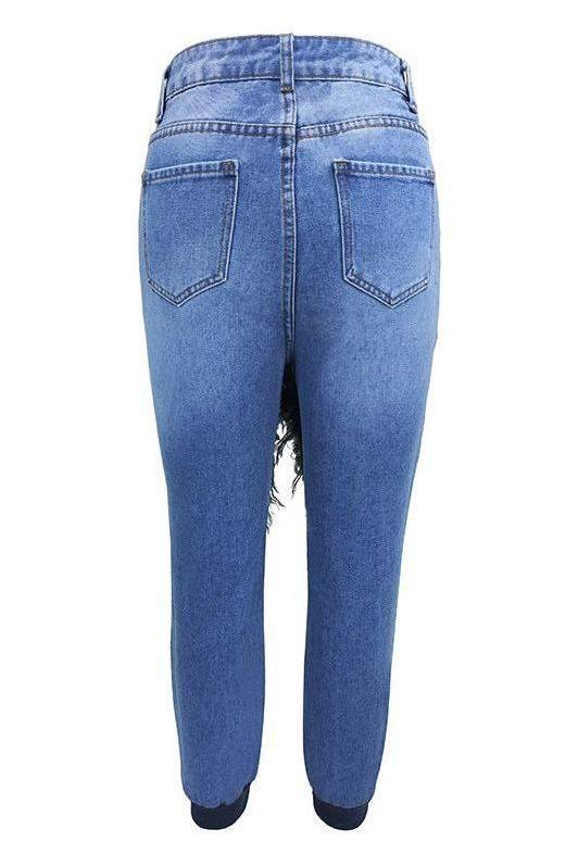Deconstructed High Waist Jeans