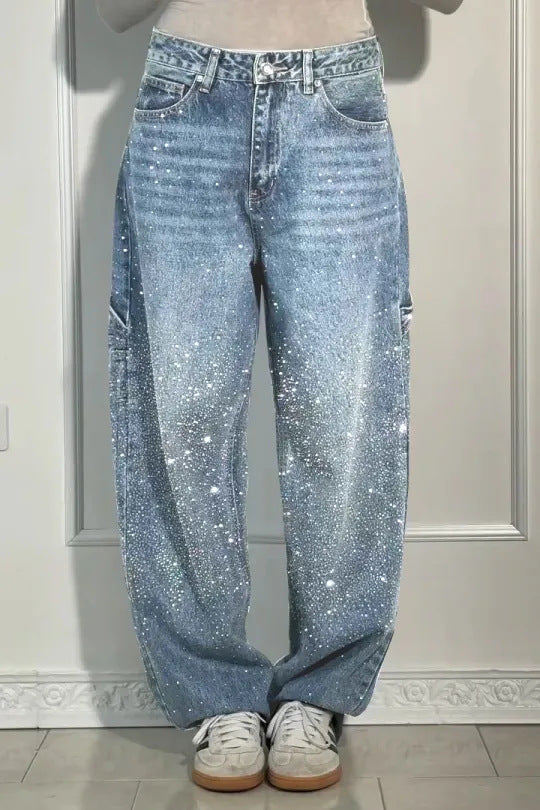 Crystal Embellished High Waist Jeans