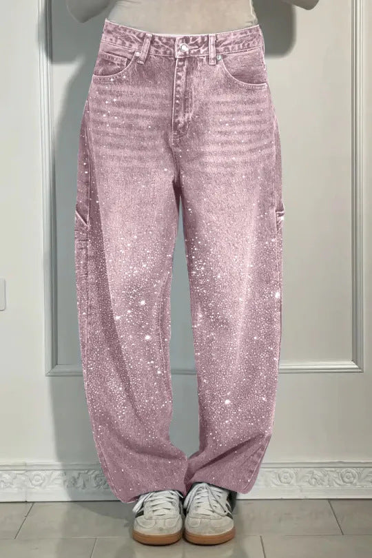 Crystal Embellished High Waist Jeans