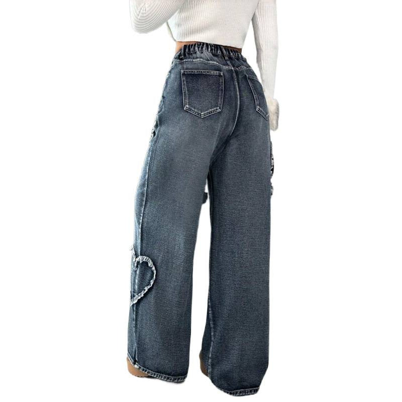 Relaxed Fit Heart Cutout Jeans