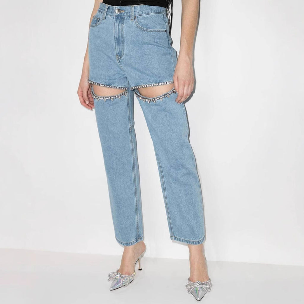 Strass Cut-Out Jeans