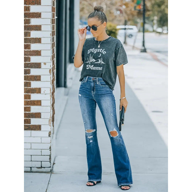 Destroyed Flared Jeans