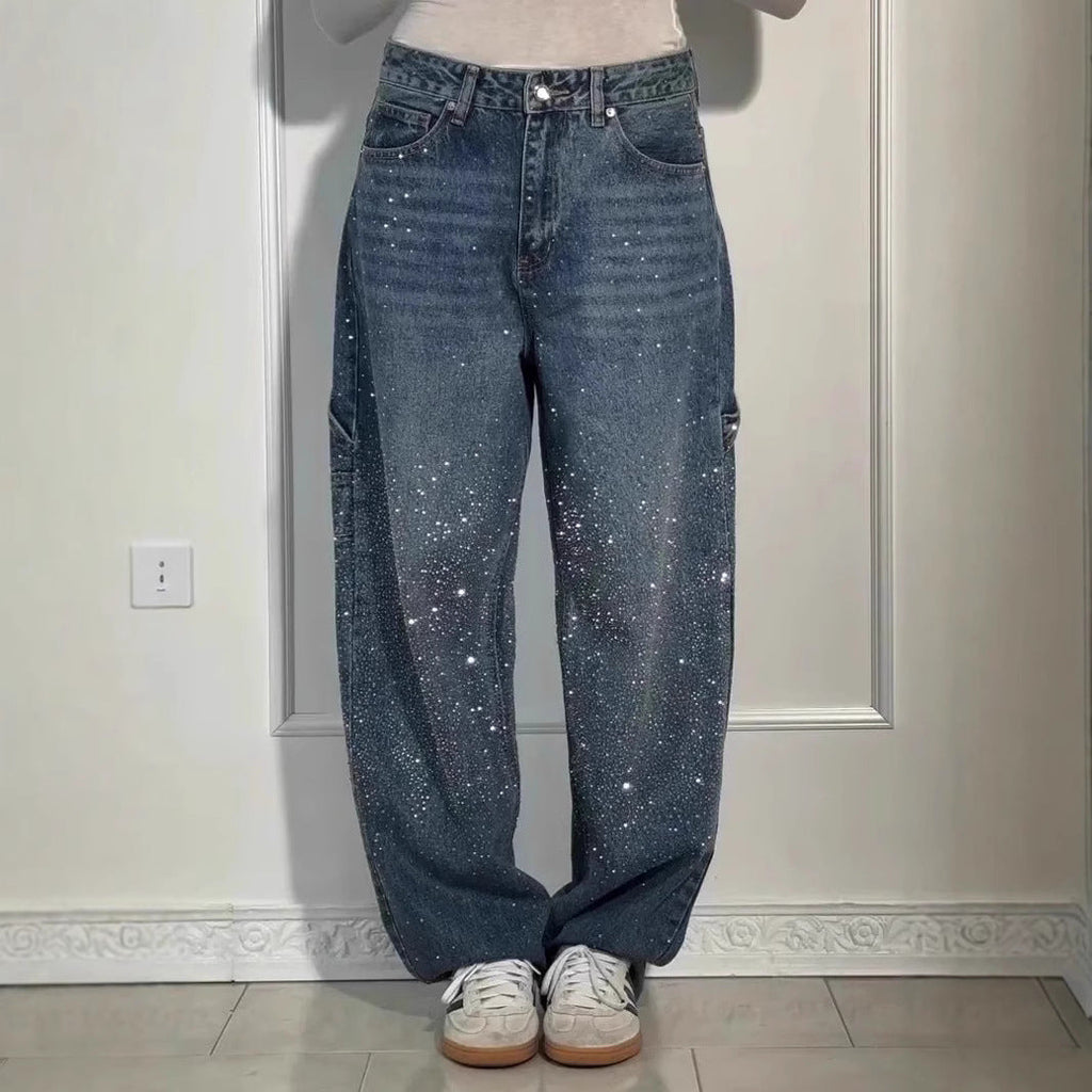 Crystal Embellished High Waist Jeans
