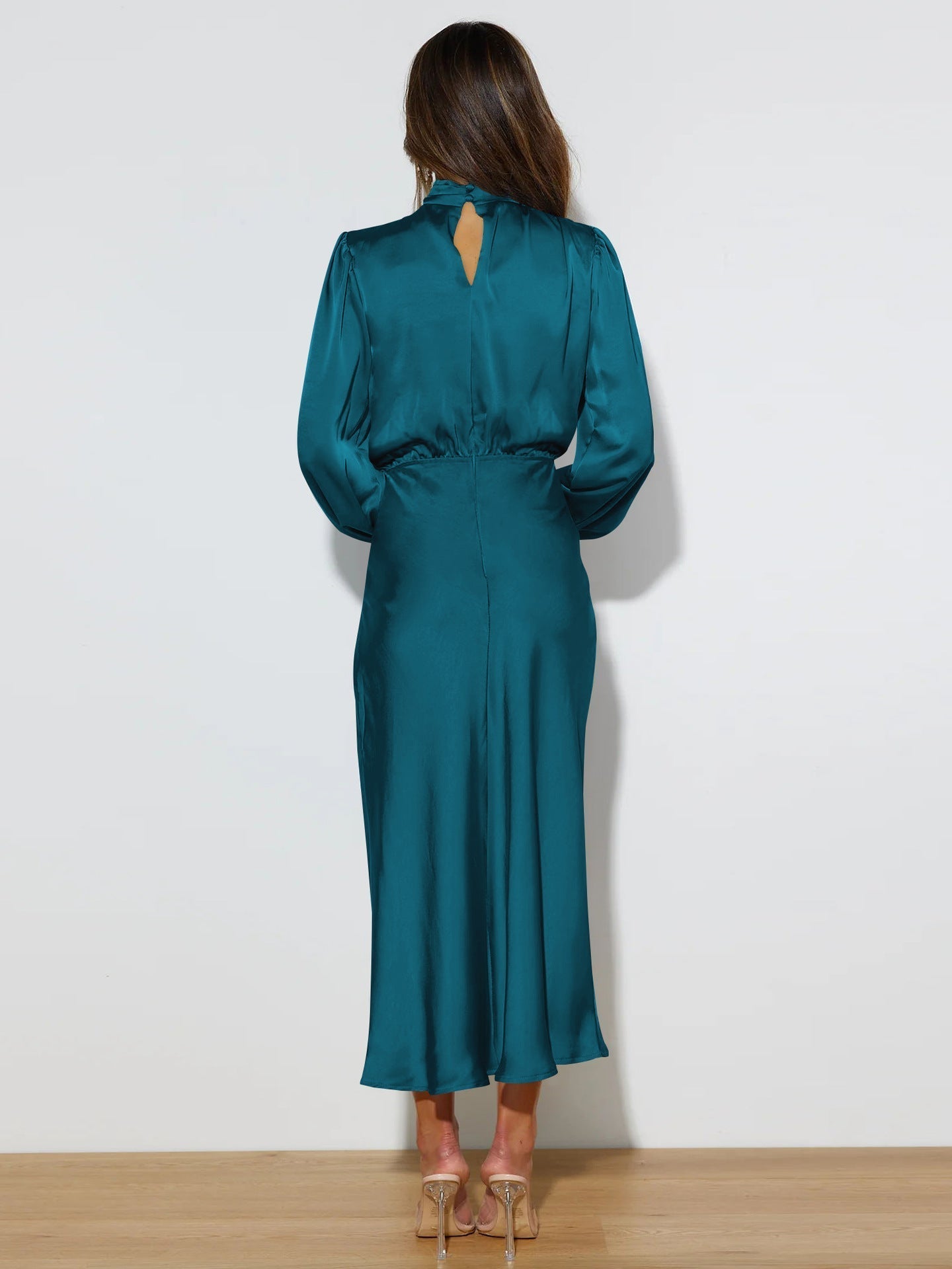 Draped Satin Midi Dress