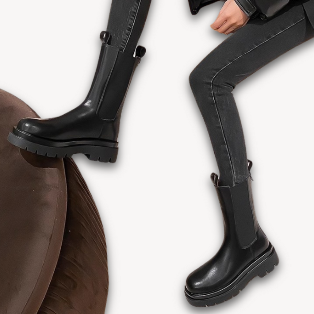 Black Chunky Sole Chelsea Boots