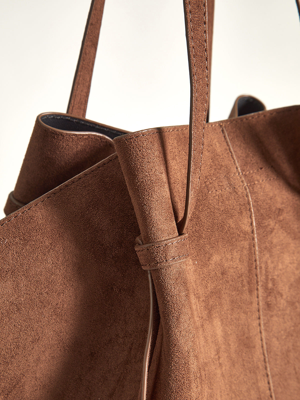 Oversized Brown Suede Tote Bag