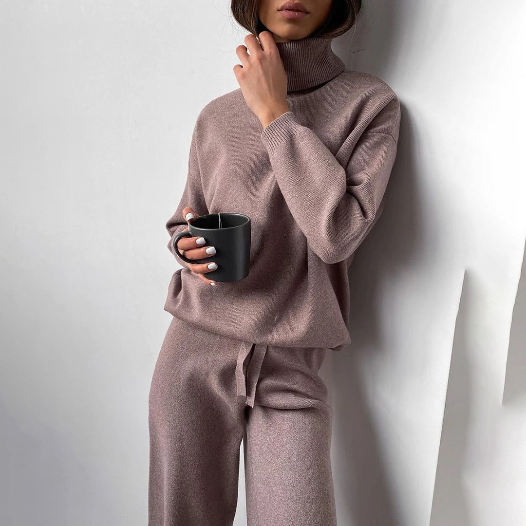 Relaxed High Neck Knit Set