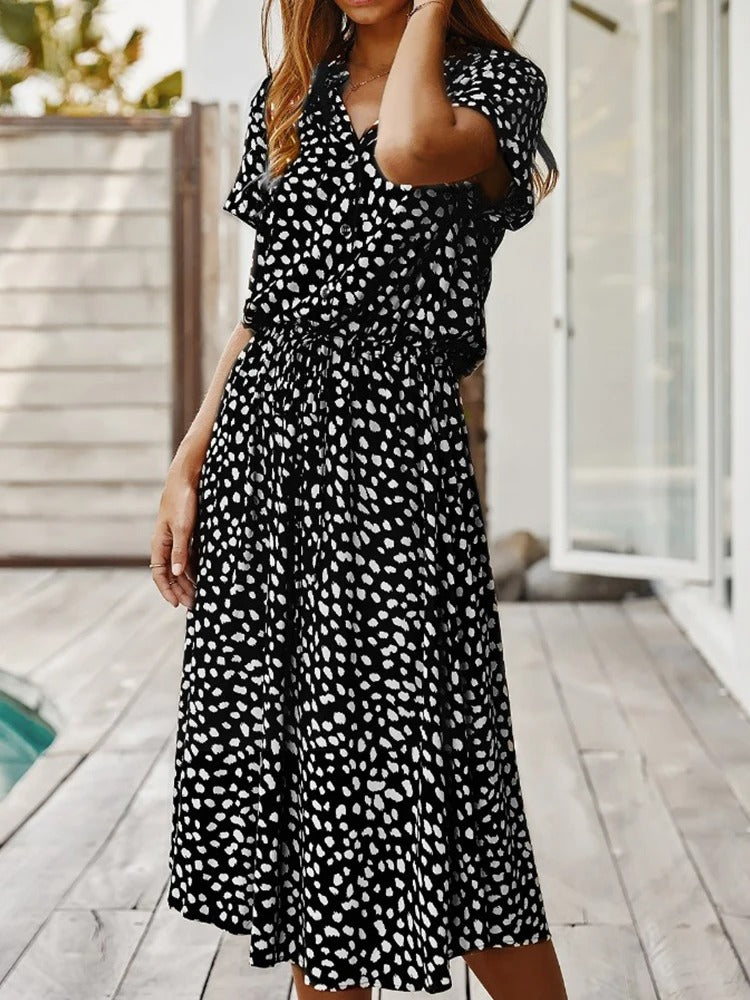 Lightweight Spot Midi Dress