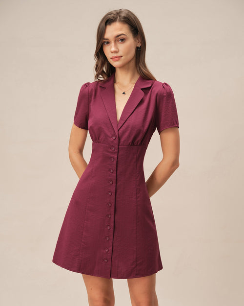 A-line Button-Front Mini Dress