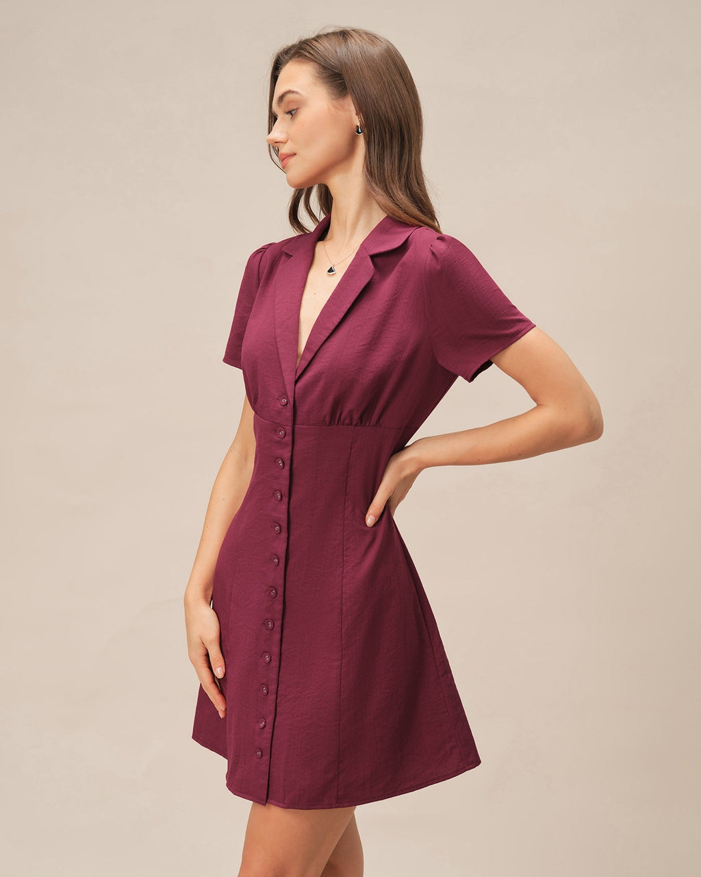 A-line Button-Front Mini Dress