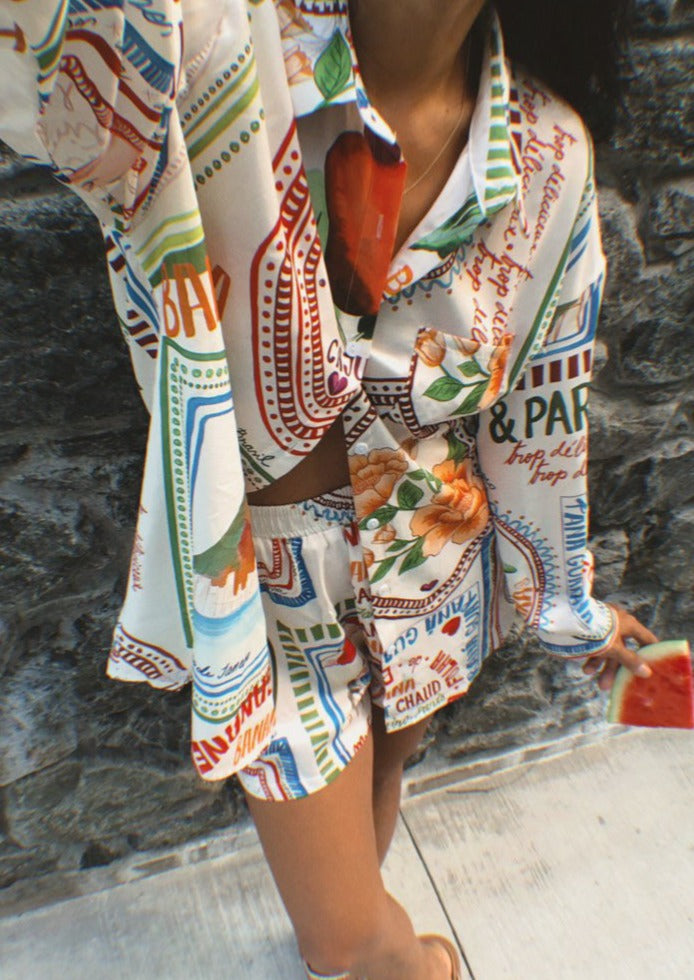 Printed Summer Shirt and Shorts Set
