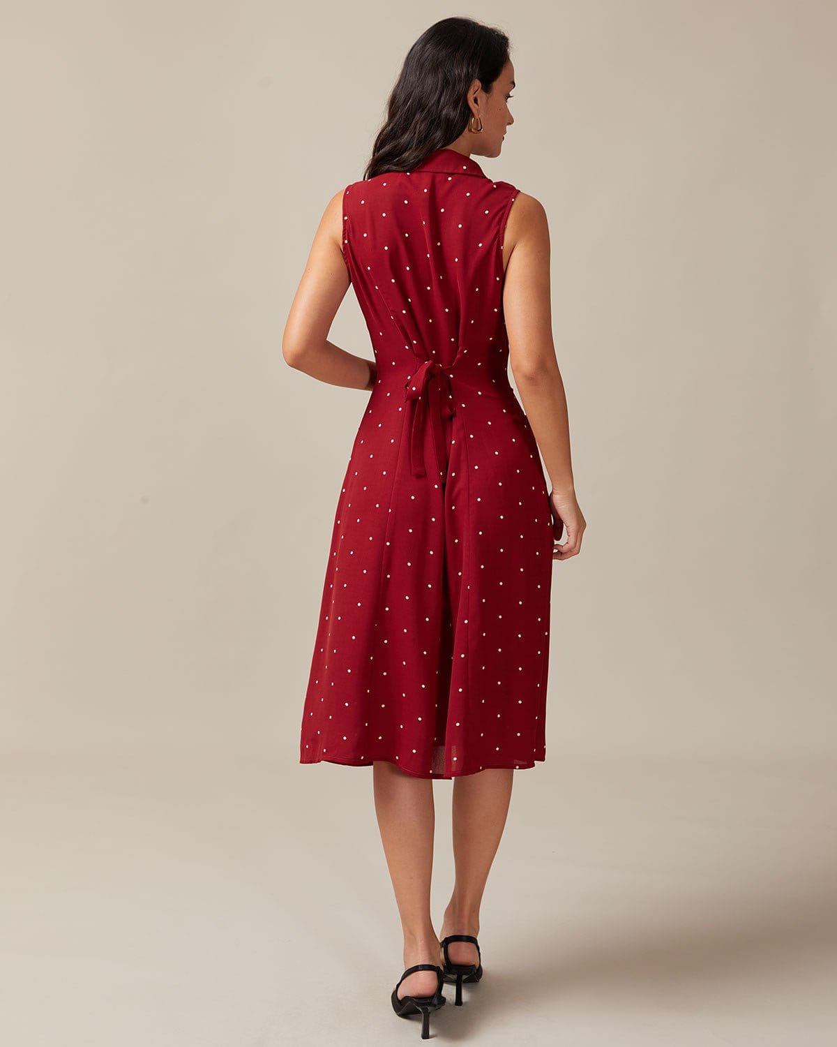 Polkadot Button-Front Midi Dress