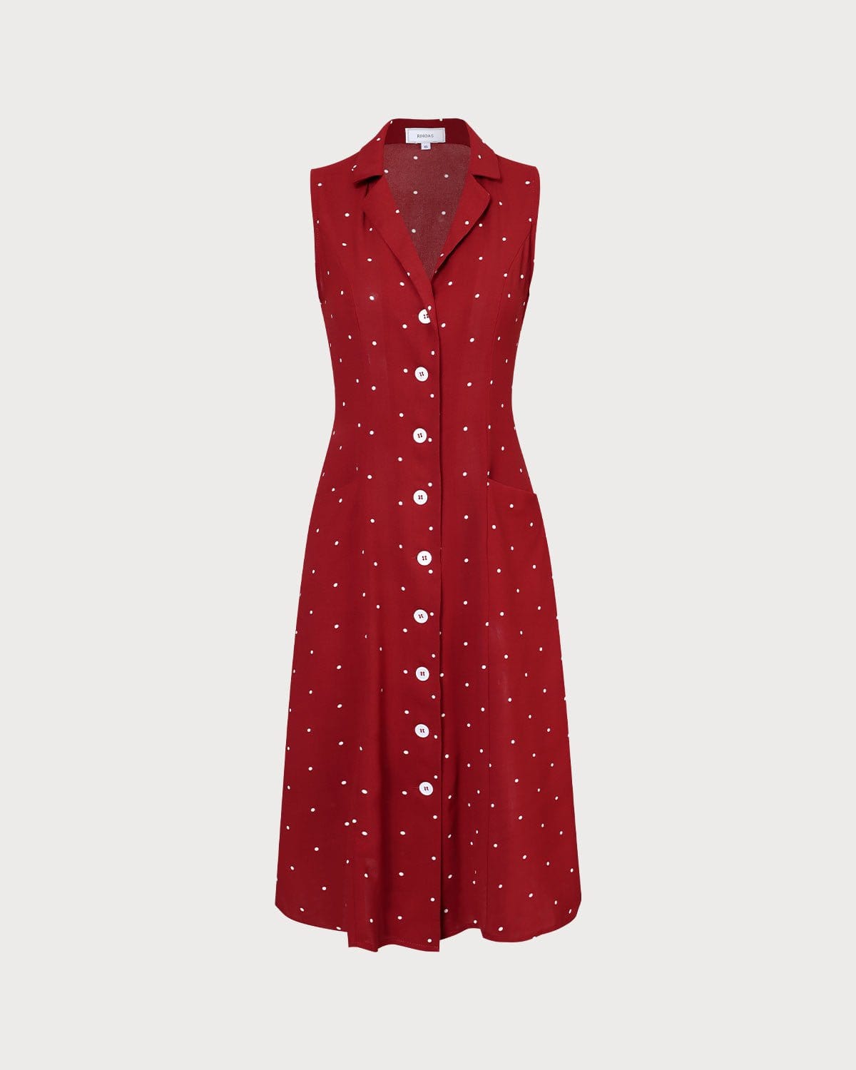 Polkadot Button-Front Midi Dress