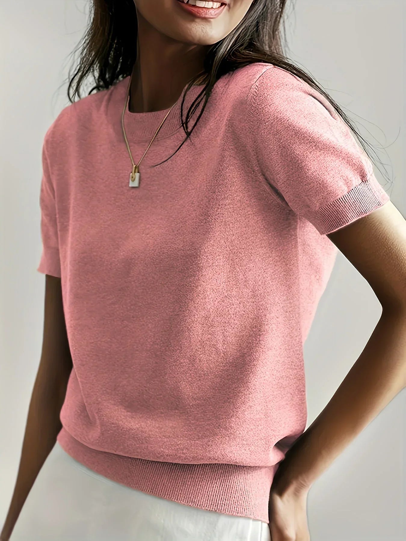 Soft Knit Short Sleeve Sweater