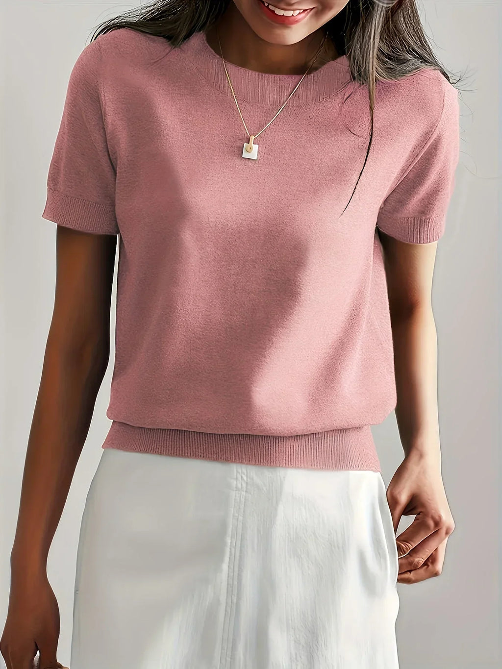 Soft Knit Short Sleeve Sweater