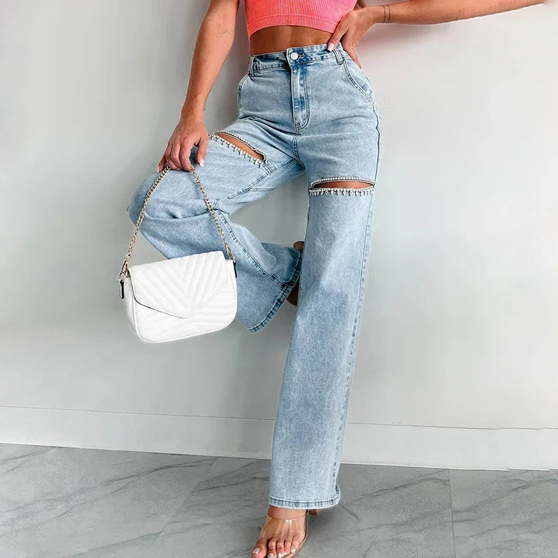 Slim Fit Ripped Diamond Jeans