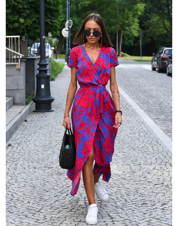 Summer Floral Wrap Dress