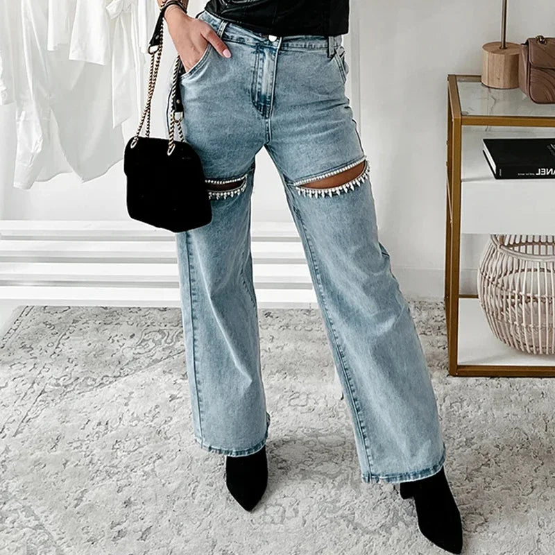 Slim Fit Ripped Diamond Jeans