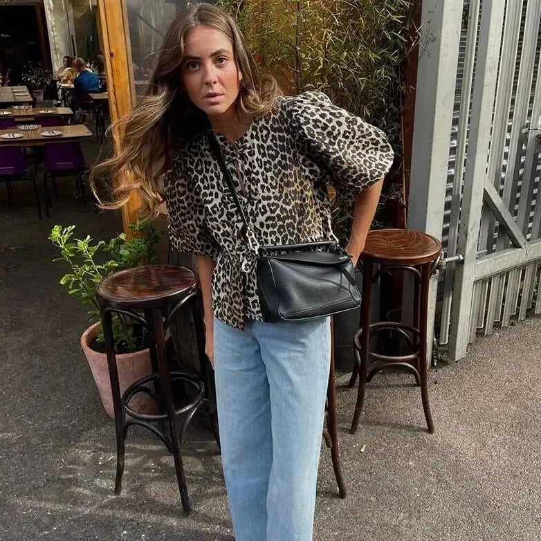 Leopard Print Tie-Front Top