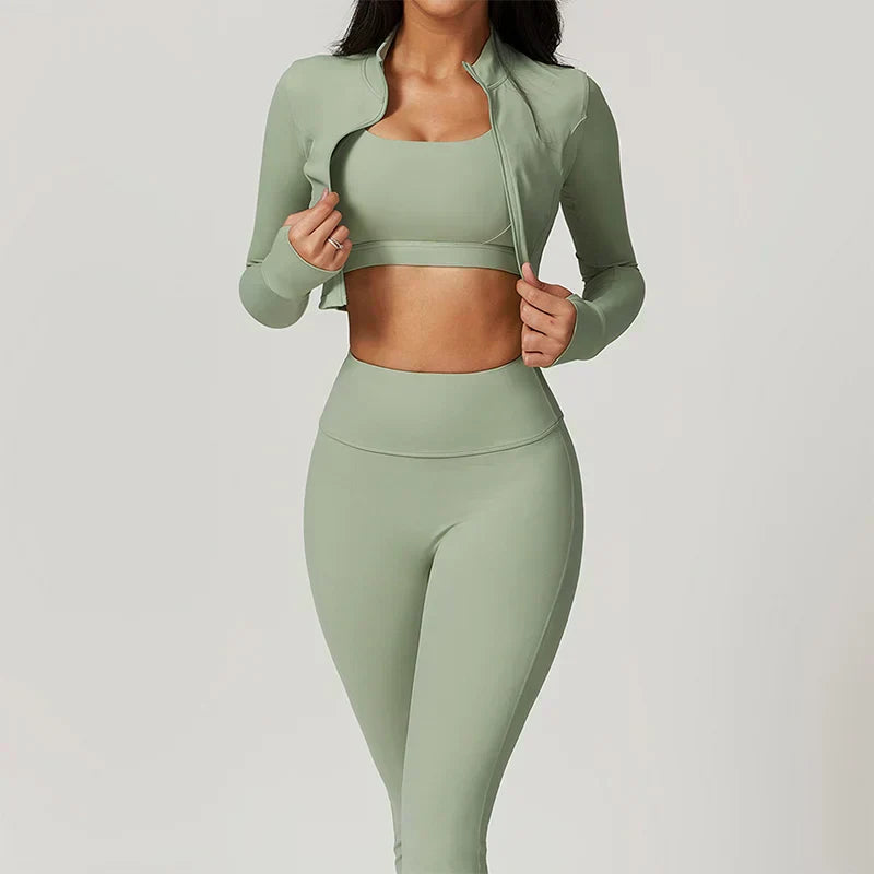 Cropped Vest Sports Bra Leggings Set