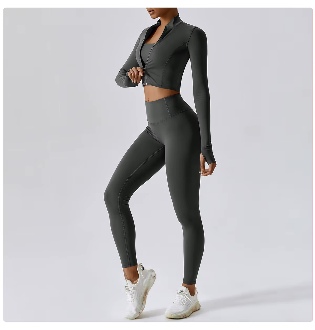 Cropped Vest Sports Bra Leggings Set