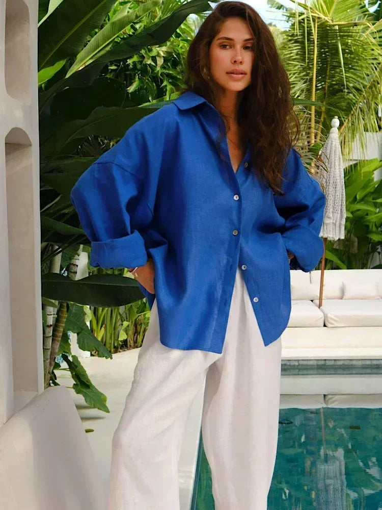 Relaxed Fit Long Sleeve Blouse