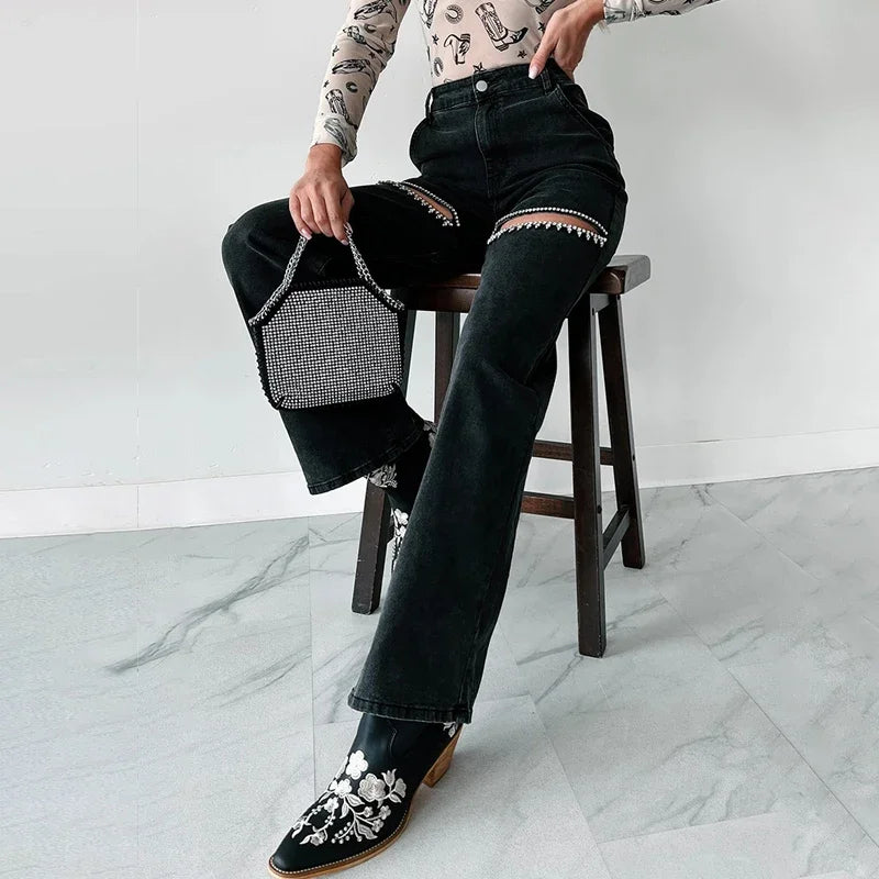 Slim Fit Ripped Diamond Jeans