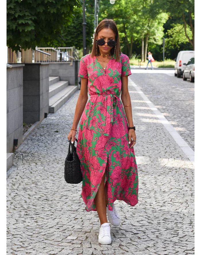 Summer Floral Wrap Dress