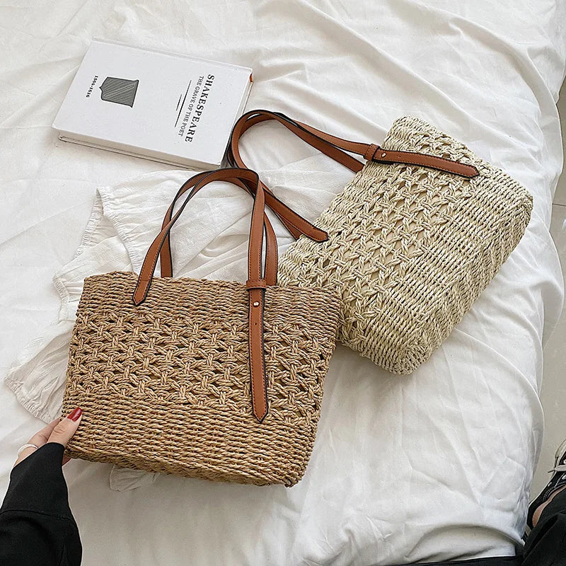 Bohemian Straw Tote Bag