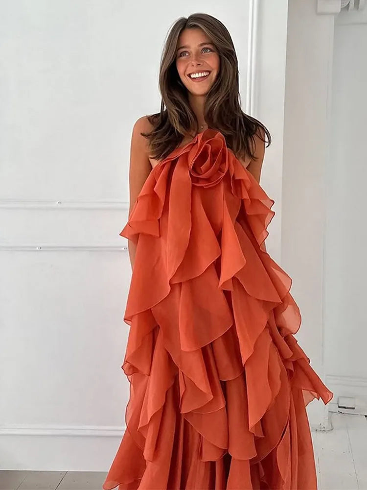 Ruched Layered Maxi Dress