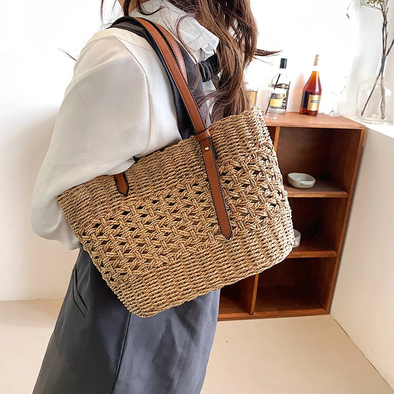 Bohemian Straw Tote Bag