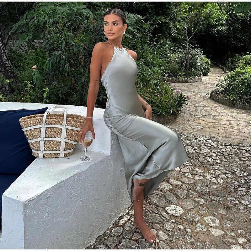 Open Back Sleeveless Maxi Dress