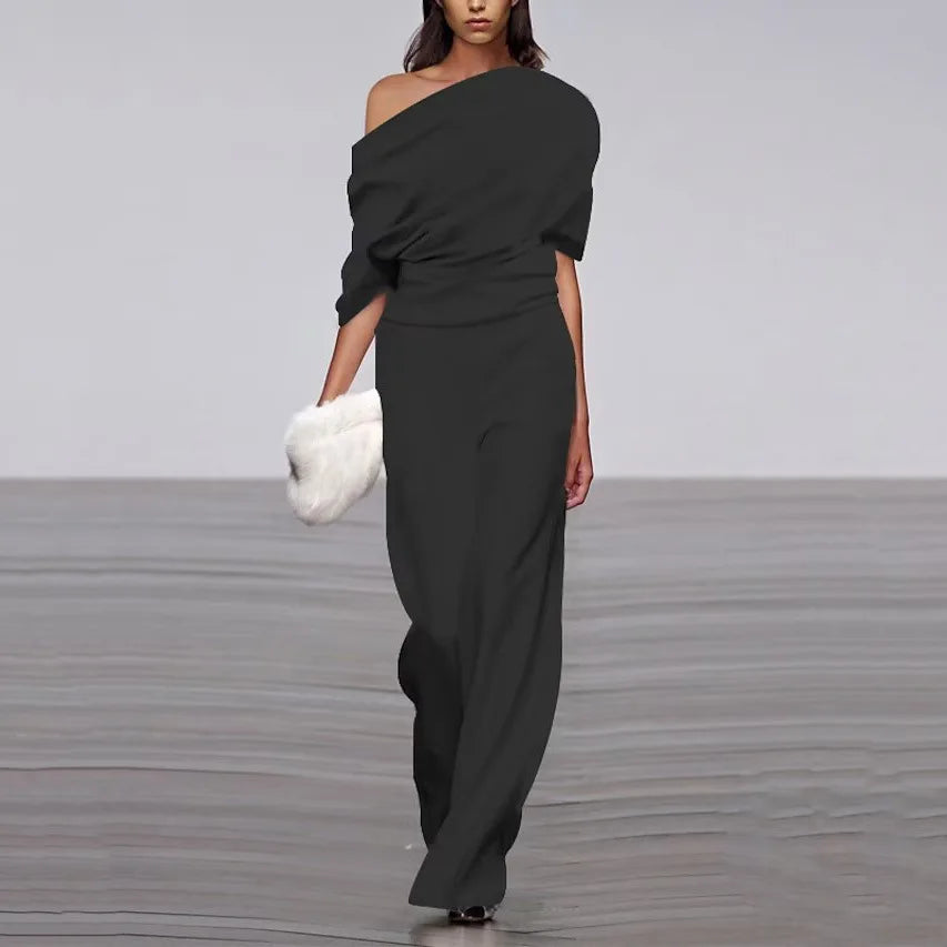 One-Shoulder Wide-Leg Jumpsuit