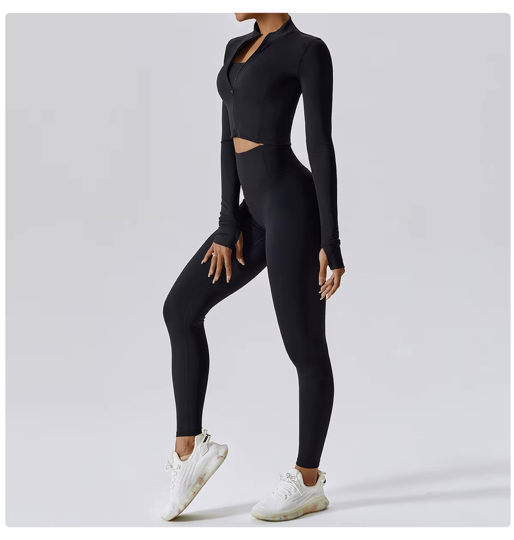 Cropped Vest Sports Bra Leggings Set