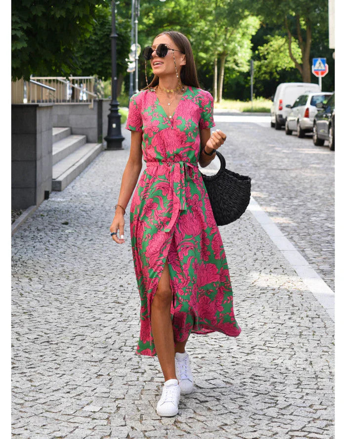 Summer Floral Wrap Dress