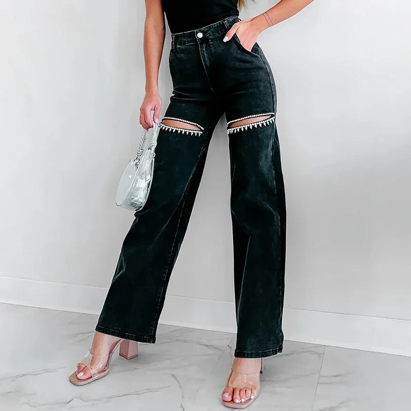Slim Fit Ripped Diamond Jeans