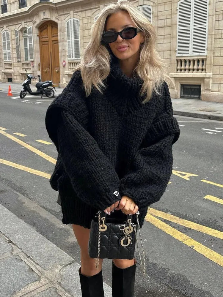 Oversized Chunky Knit Turtleneck Sweater