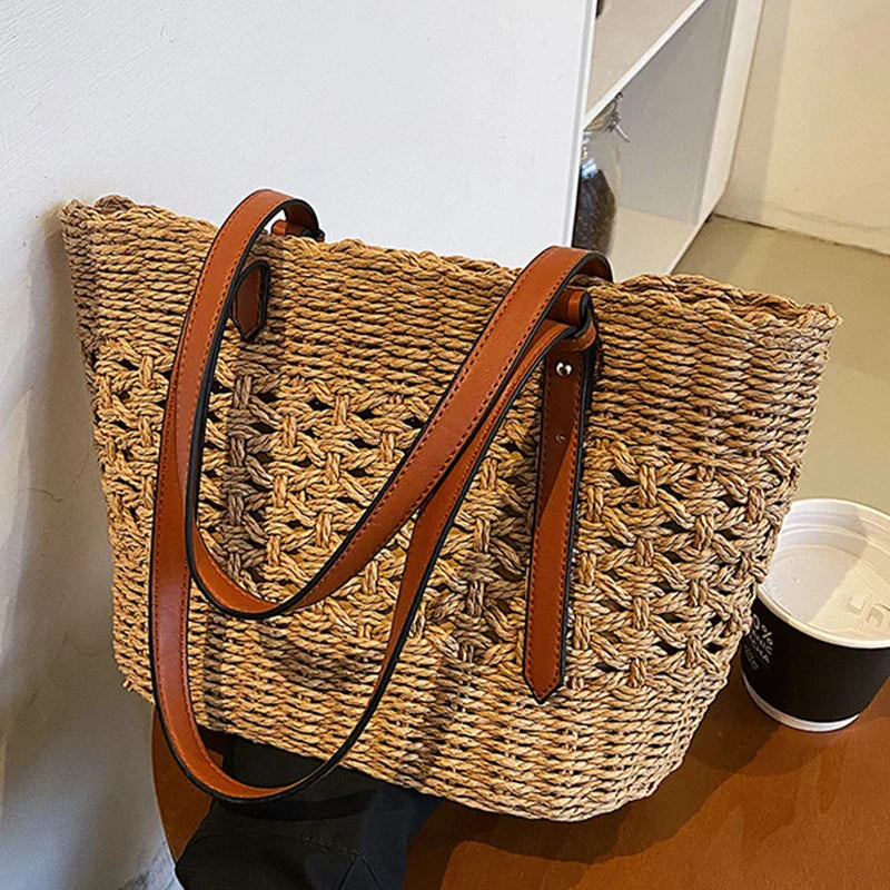 Bohemian Straw Tote Bag