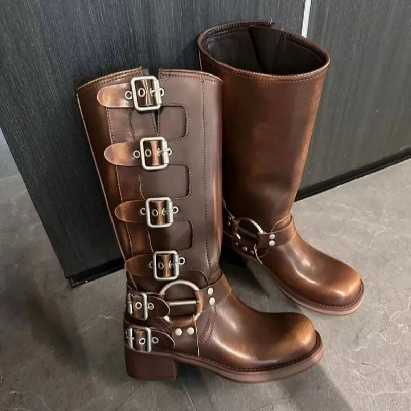 Vintage Leather Biker Boots