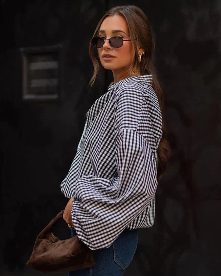 Oversized Gingham Blouse