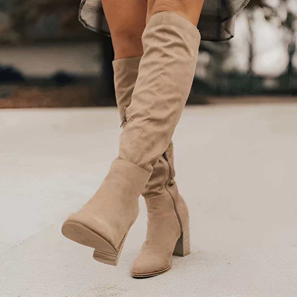 Stylish Brown Slouchy Suede Boots