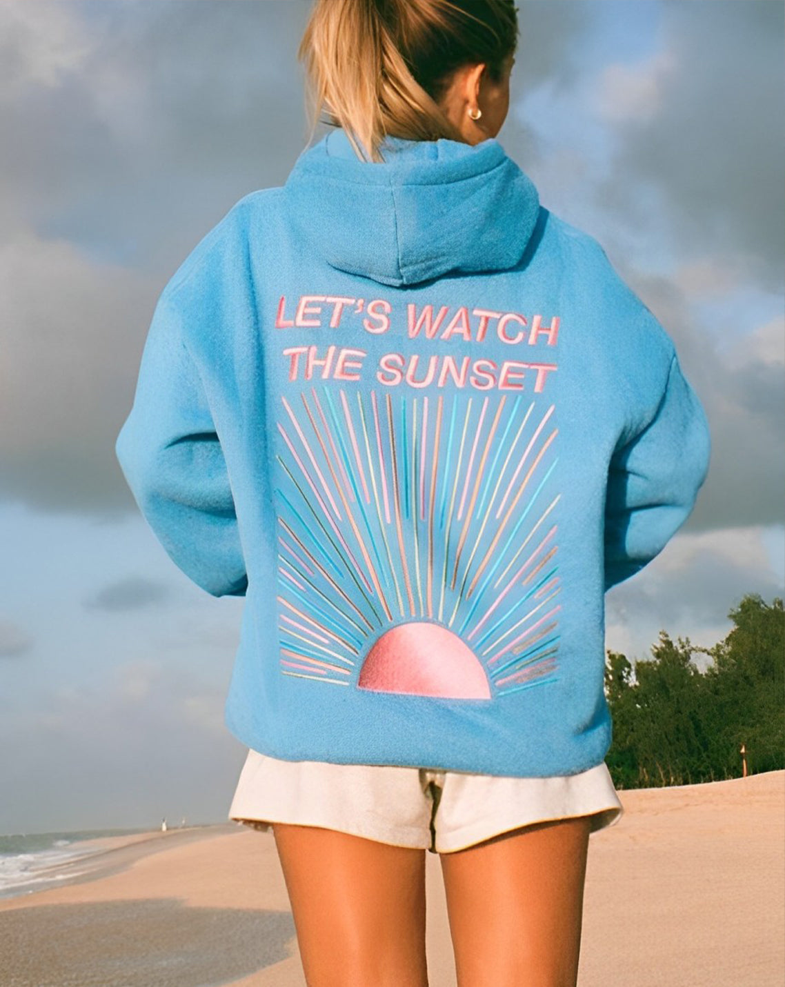 Oversized Sunset Graphic Hoodie