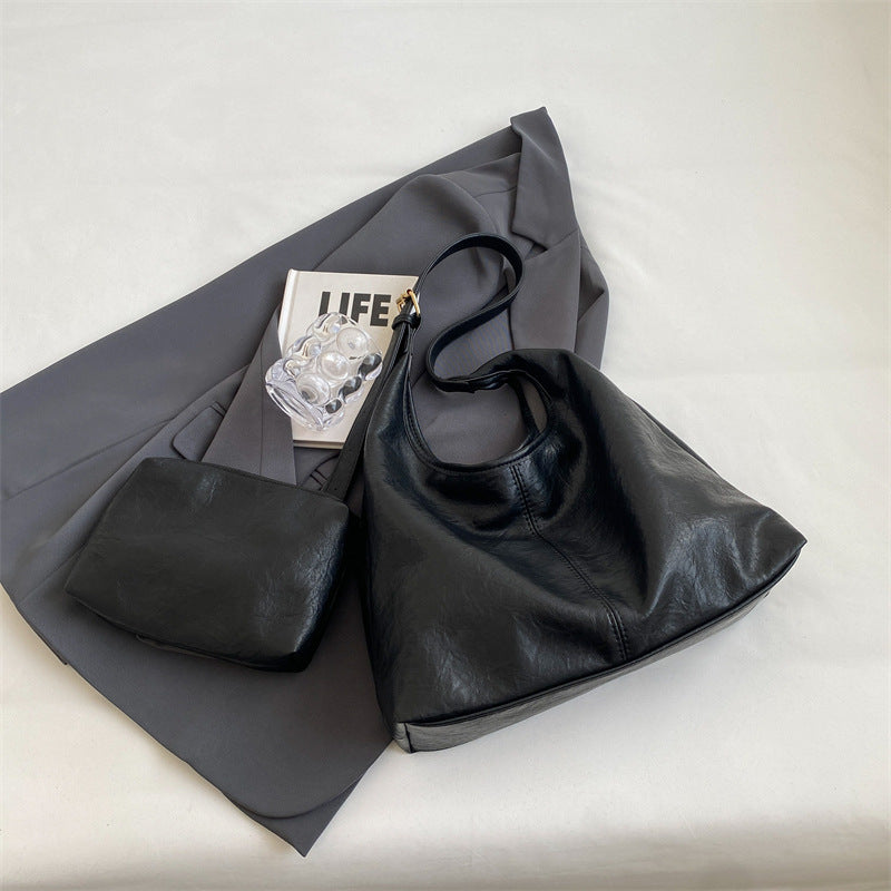 Distressed Vegan Hobo Shoulder Bag