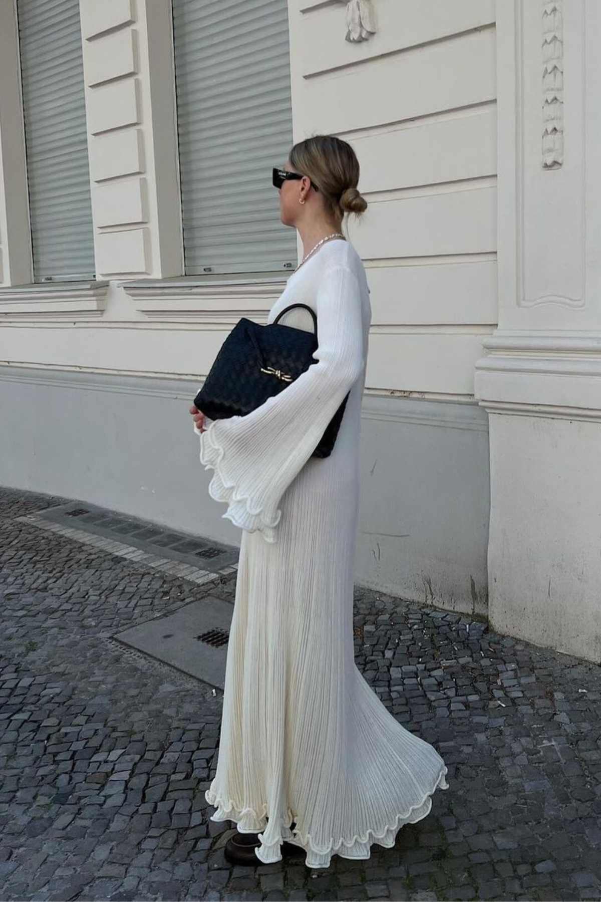 Ribbed Knit Flared Maxi Dress