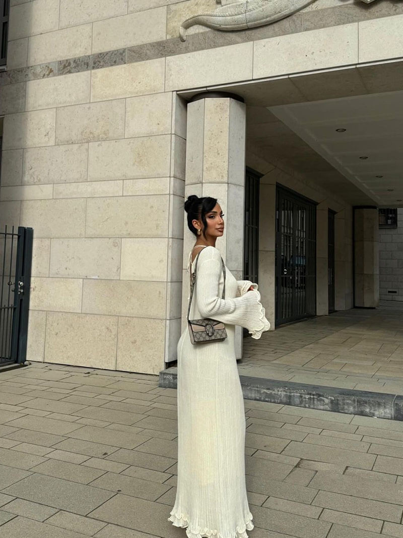 Ribbed Knit Flared Maxi Dress